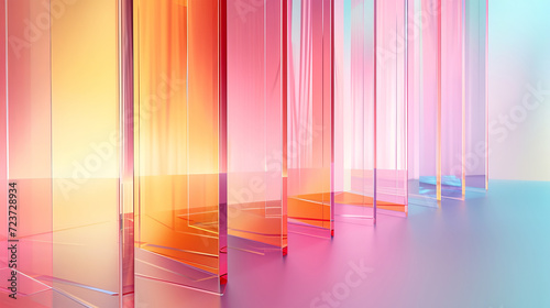 Glass multicolored panels standing in a row background