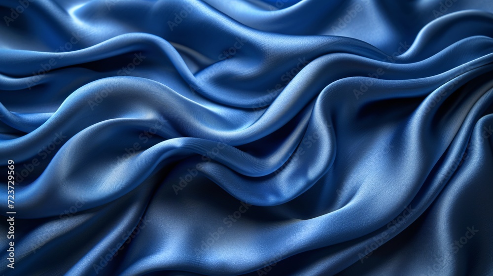 Obraz premium Fashionable Fabric: Blue Velvet Wave Generative AI