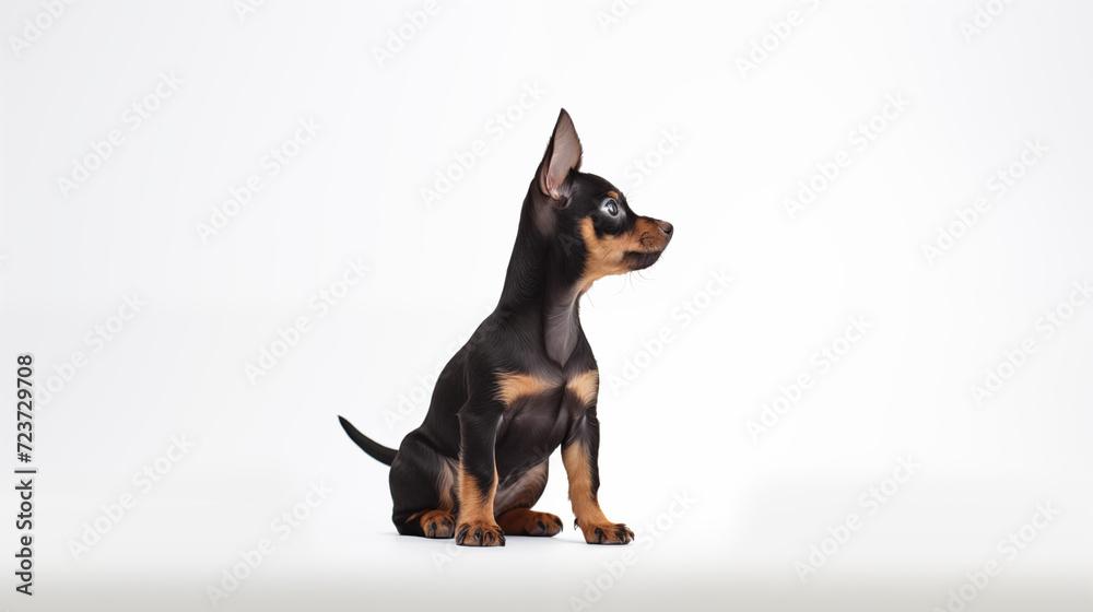 The dog or Canis lupus familiaris on white background,