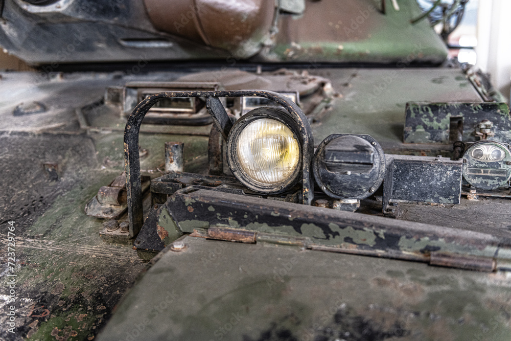 tank headlight, military detail
