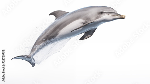 A dolphin on white background, is an aquatic mammal within the infraorder Cetacea.