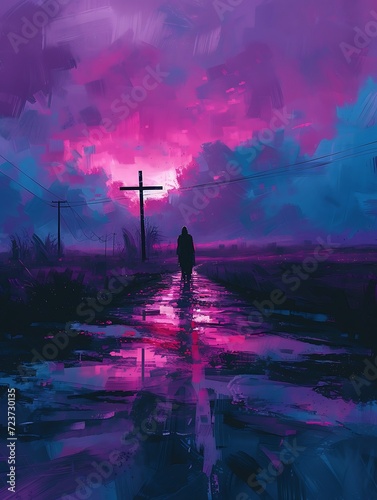 Jesus Christ background poster, religion wallpaper, social media post design, commercial marketing, cross, christianity, banner, illustration