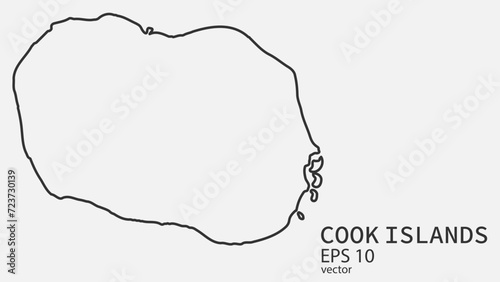 Billede på lærred Vector line map of Cook Islands