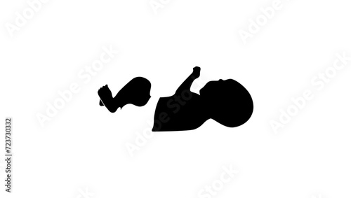 baby's diaper symbol, baby in diaper ,black isolated silhouette