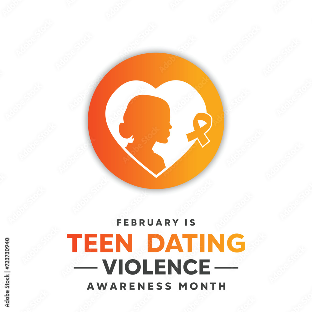 February is Teen Dating Violence Awareness Month (TDVAM). Template for background,social media, banner, card, poster with text inscription. 