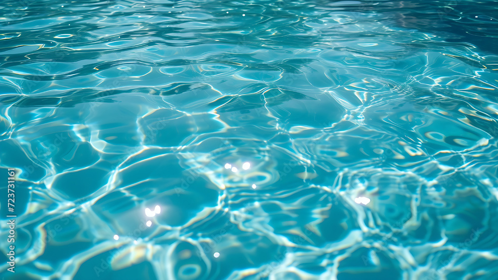 Beautiful waves of ripples on the surface of the swimming pool water.