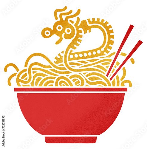 A chinese dragon with chinese noodle. Good for logo design