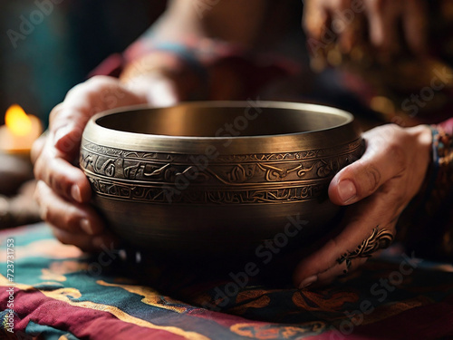 harmony in hand: playing the serenity of a tibetan singing bowl