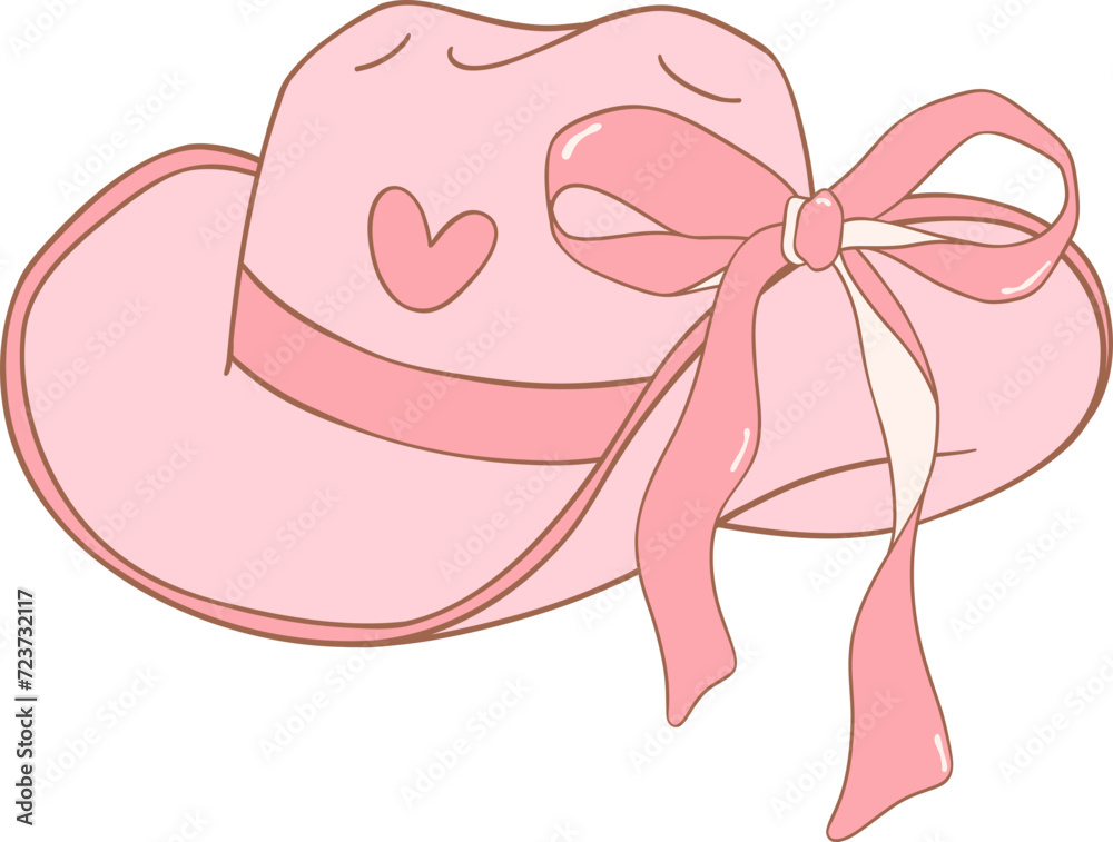 Coquette Cowgirl hat with pink ribbon bow Coquette Cowgirl hat with pink ribbon bow