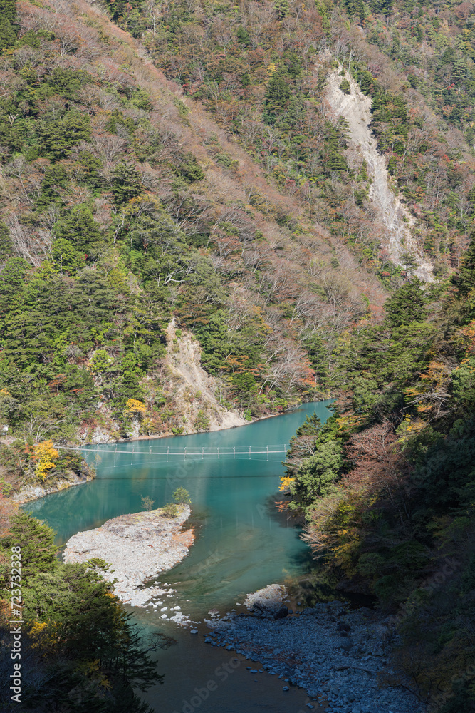 日本　静岡県川根本町、寸又峡の夢の吊り橋