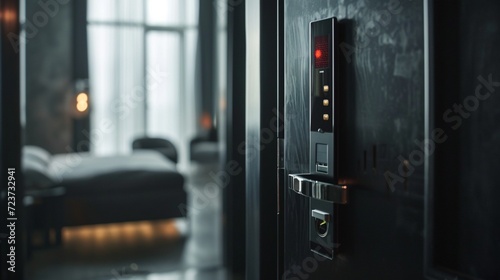 An electronic door lock with a TOTP interface, showcasing the physical and digital convergence of secure access through time-based passwords.