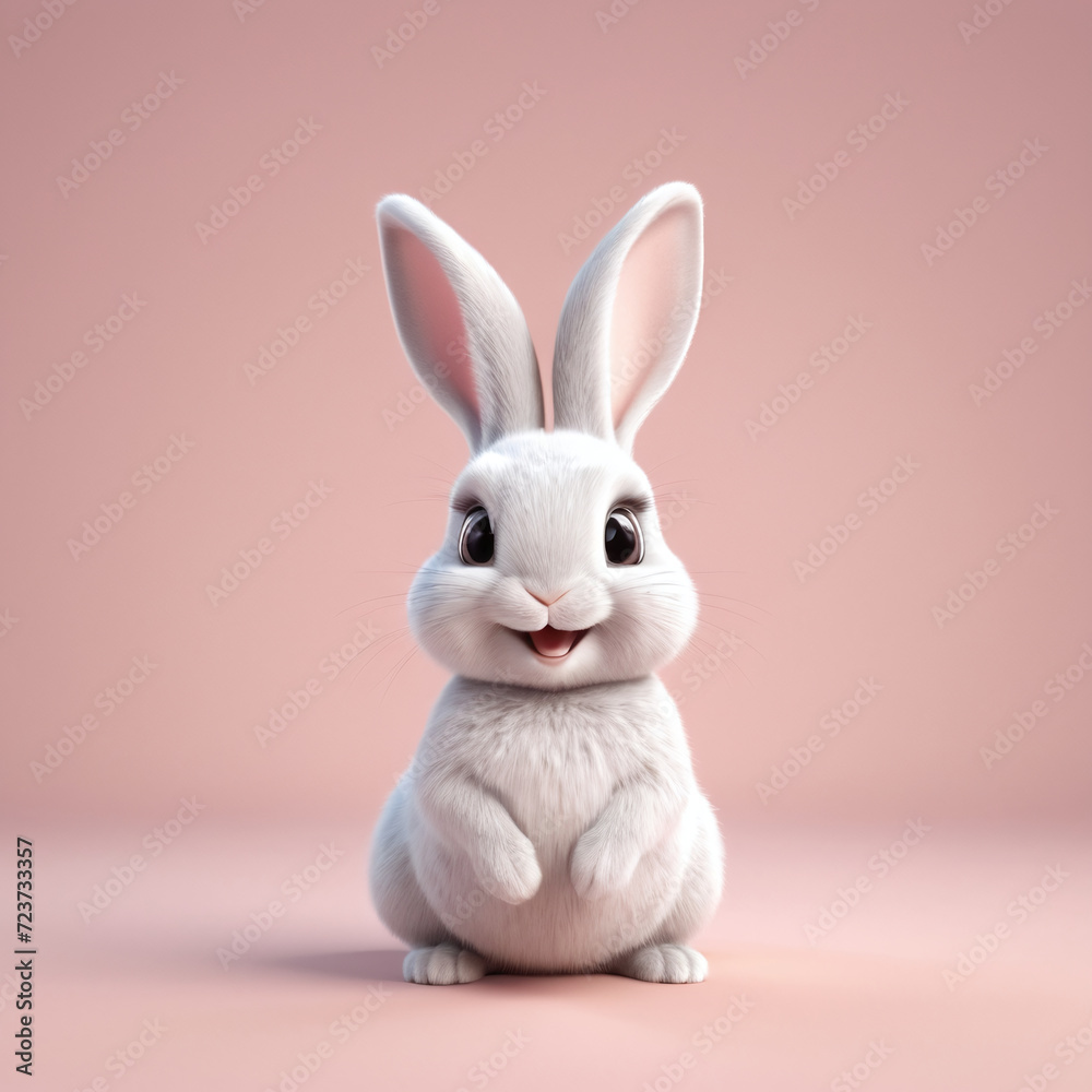 A charming 3D render of a standing rabbit bunny on white pastel color background in the form of an cute adorable and lovable cartoon character A charming 3D render of a standing rabbit bunny on white pastel color background in the form of an cute adorable and lovable cartoon character