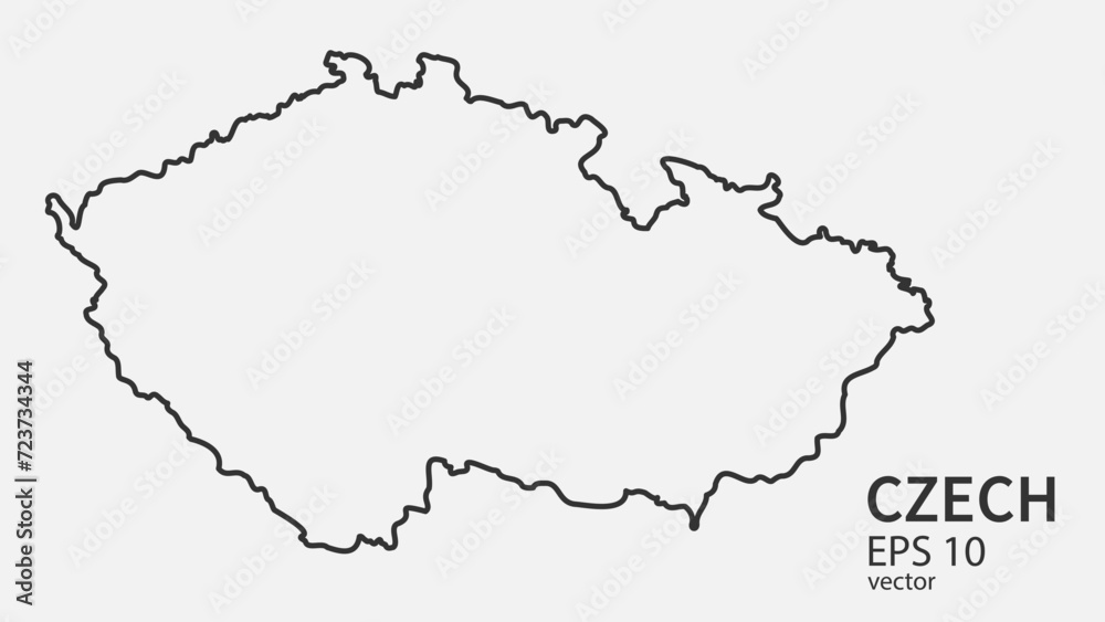 Vector line map of Czech. Vector design isolated on white background.	
