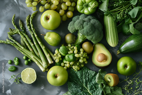 Assortment of green fruit and vegetable