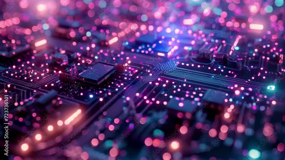 A digital symphony of neon circuit lines and data streams plays out in the Neon Matrix creating a futuristic harmony.