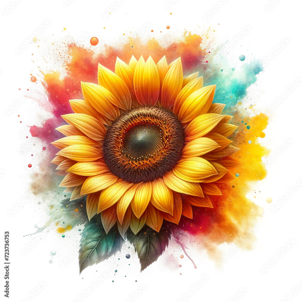 Bold Watercolor Sunflower - Clear and Isolated Style Bold Watercolor Sunflower - Clear and Isolated Style
