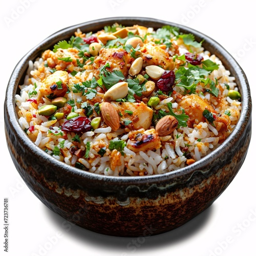 Rice Bowl with Nuts and Dried Fruit: A Delicious and Nutritious Meal for the Whole Month Generative AI