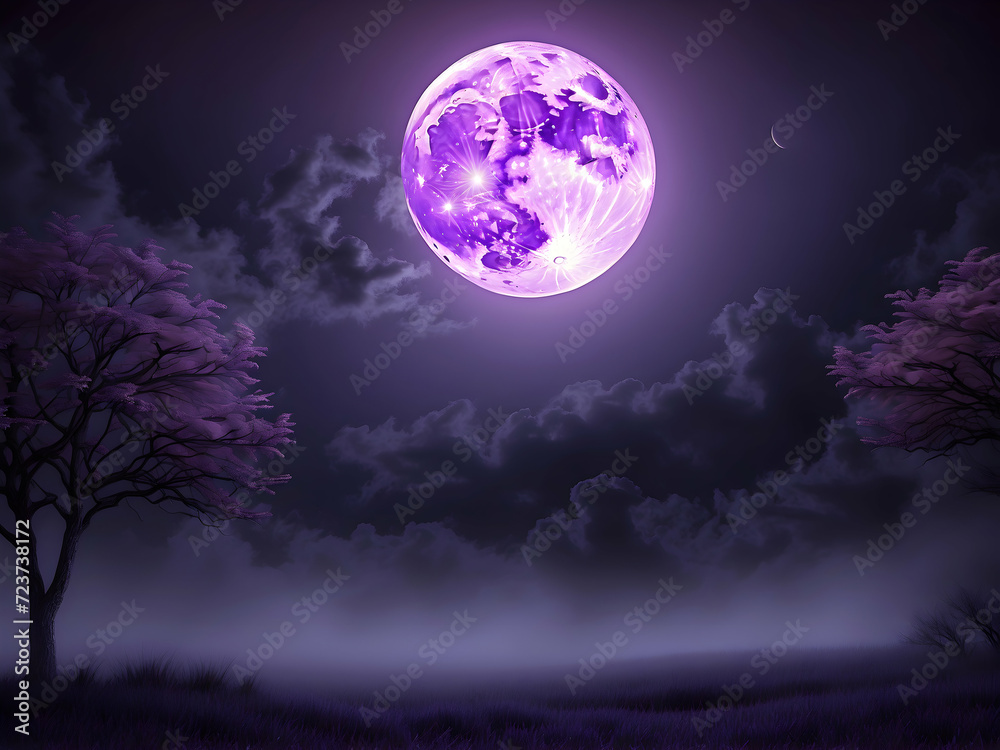 Fototapeta premium Purple moon real picture to my blog