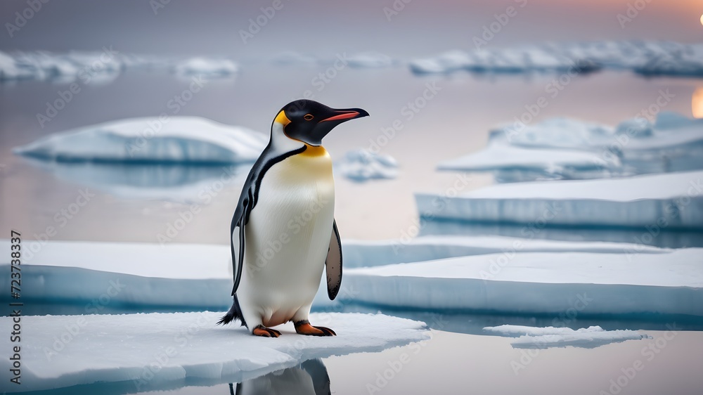 Obraz premium gentoo penguins standing on ice floe