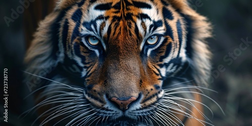 Intense close-up of a furious tiger.