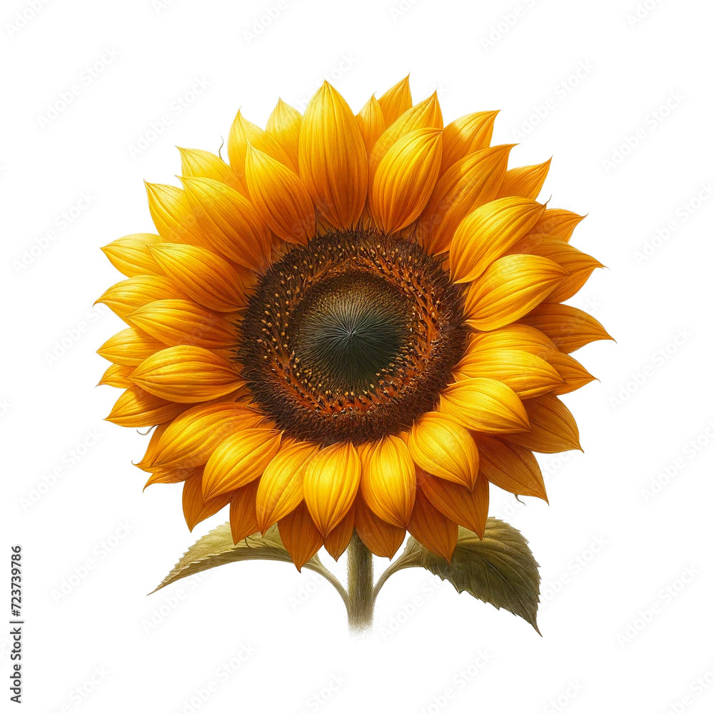 Fototapeta premium Lively Sunflower Watercolor Art - Isolated on Clear