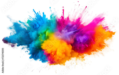 Holi color powder isolated on transparent background. Colorful Holi Powder Explosion