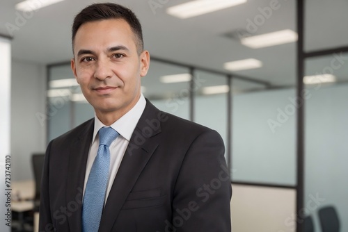Smart senior businessman confidently looking at the camera with copy space.