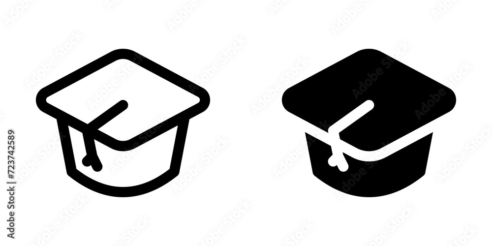 Editable mortarboard hat, cap vector icon. Education, college, graduation. Part of a big icon set family. Perfect for web and app interfaces, presentations, infographics, etc Editable mortarboard hat, cap vector icon. Education, college, graduation. Part of a big icon set family. Perfect for web and app interfaces, presentations, infographics, etc