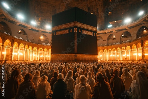 Meditating in the Mecca: A Glimpse into the Muslim Faith Generative AI photo