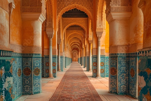 Arabian Nights Archway: A Majestic Tunnel of Tiled Wonders Generative AI photo