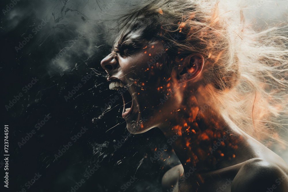 Angry woman abstract image