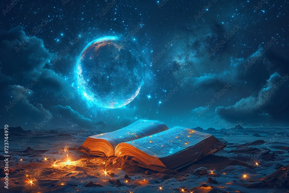 A Book of Dreams: A Night Sky Adventure Generative AI - obrazy, fototapety, plakaty 