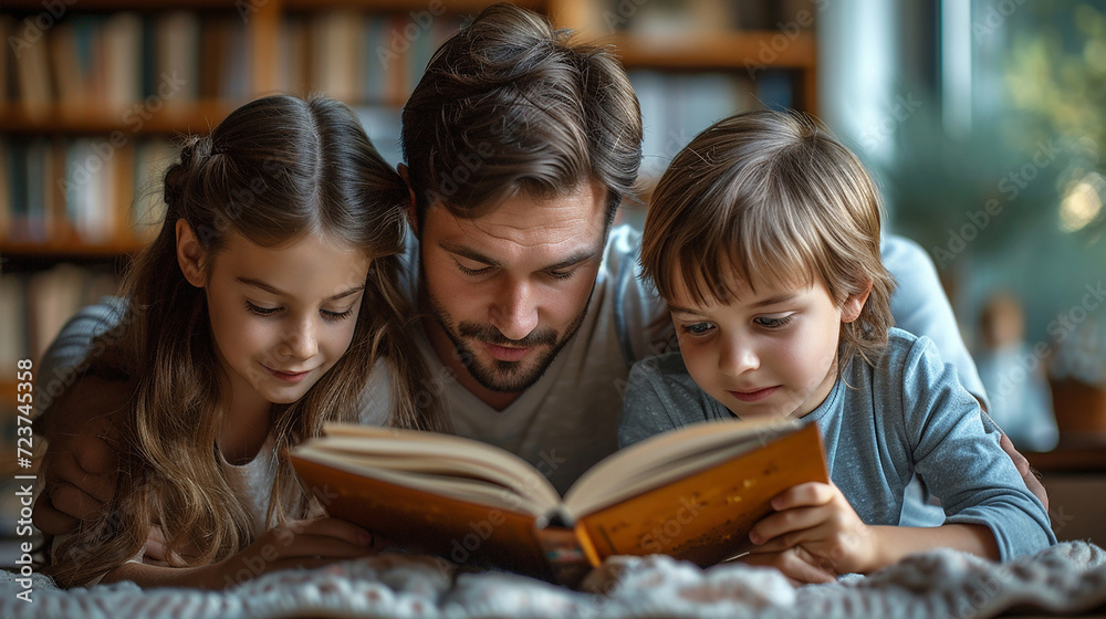 Family reading together at home Family reading together at home