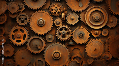 Vintage Rusty Metallic gears and auto parts background