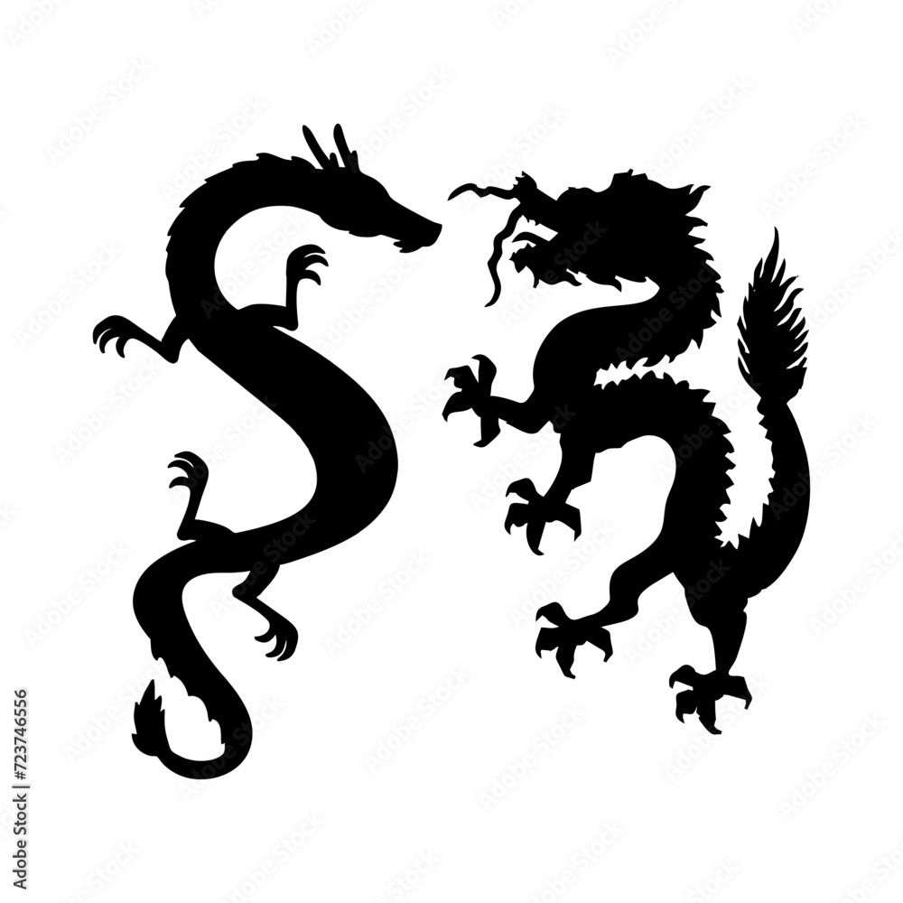 Chinese New Year black dragon silhouette Chinese New Year black dragon silhouette