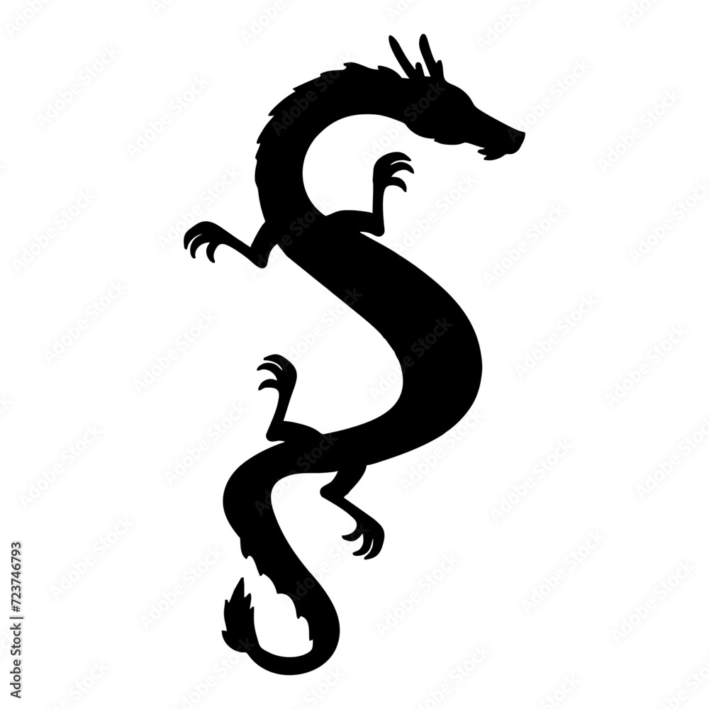 Obraz premium Chinese New Year black dragon silhouette