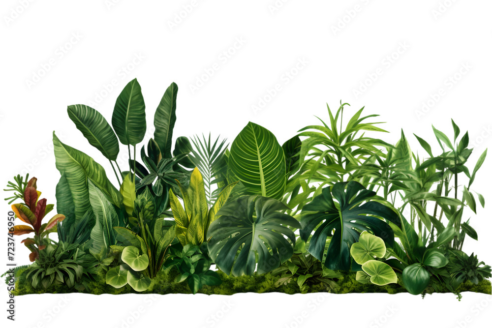 Exotic plants isolated on a white transparent background. Generative AI.