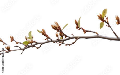 tree twig buds on white or PNG transparent background.
