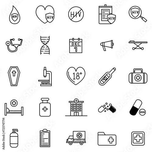 AIDSand HIV Icon in Line Style Perfect for Presentation and any Purpose