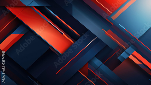 Background wallpaper from minimal geometric shapes in red and blue colors