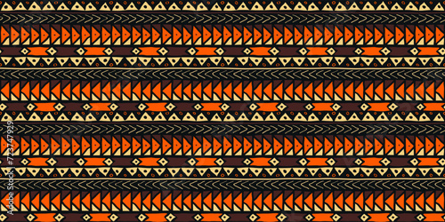 Hand drawn Aztec seamless ethnic pattern. Tribal indian Navajo geometric native print. Vector Handmade hipster folk background. Retro wrapping paper illustration. Abstract geometric background photo