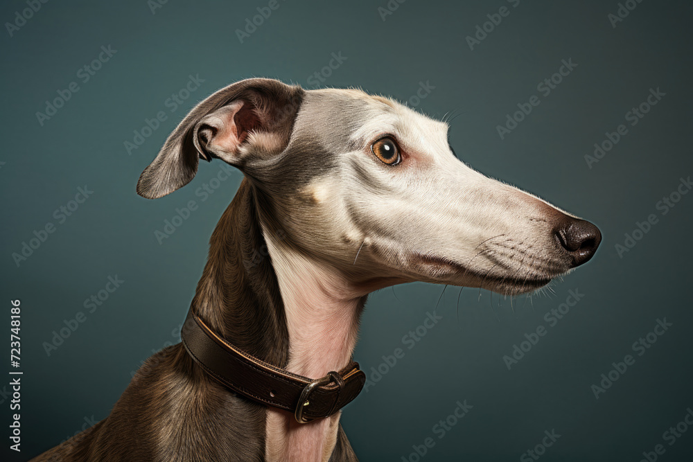 Elegant Greyhound in Profile View