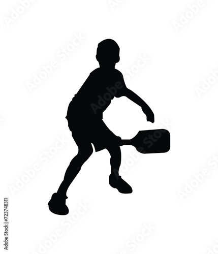 Pickleball Boy Black Vector. You can use it as club logo, banner design etc.