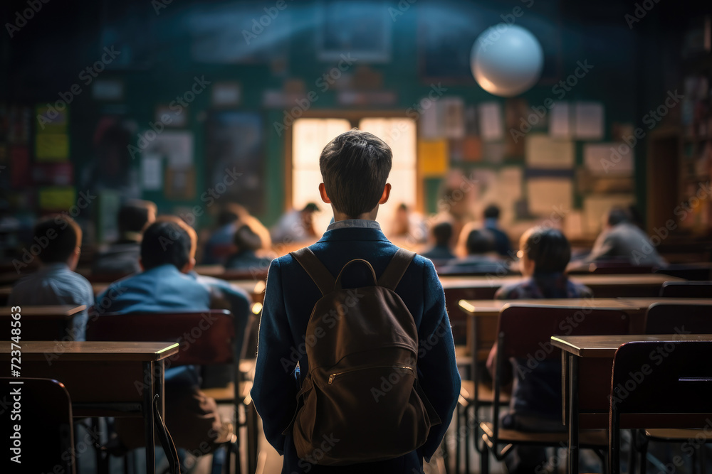 Back-to-back student-themed visual, back to school, full of classrooms. Generative ai Back-to-back student-themed visual, back to school, full of classrooms. Generative ai