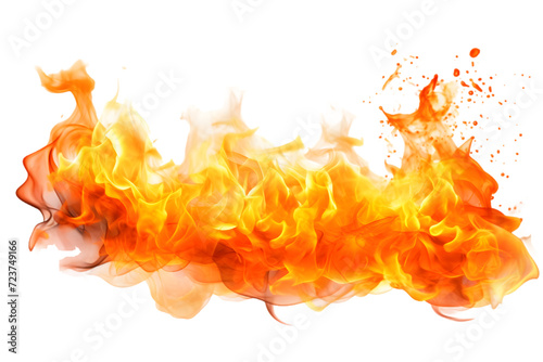 Fire flames isolated on the white background. Generative AI.