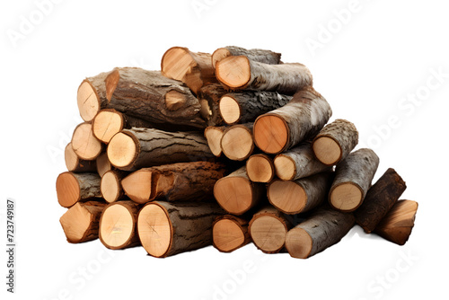 Firewood stack isolated on white background. Generative AI.