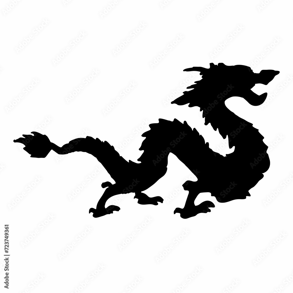 Chinese New Year black dragon silhouette