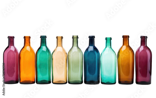 bottles colored and in collection on white or PNG transparent background.