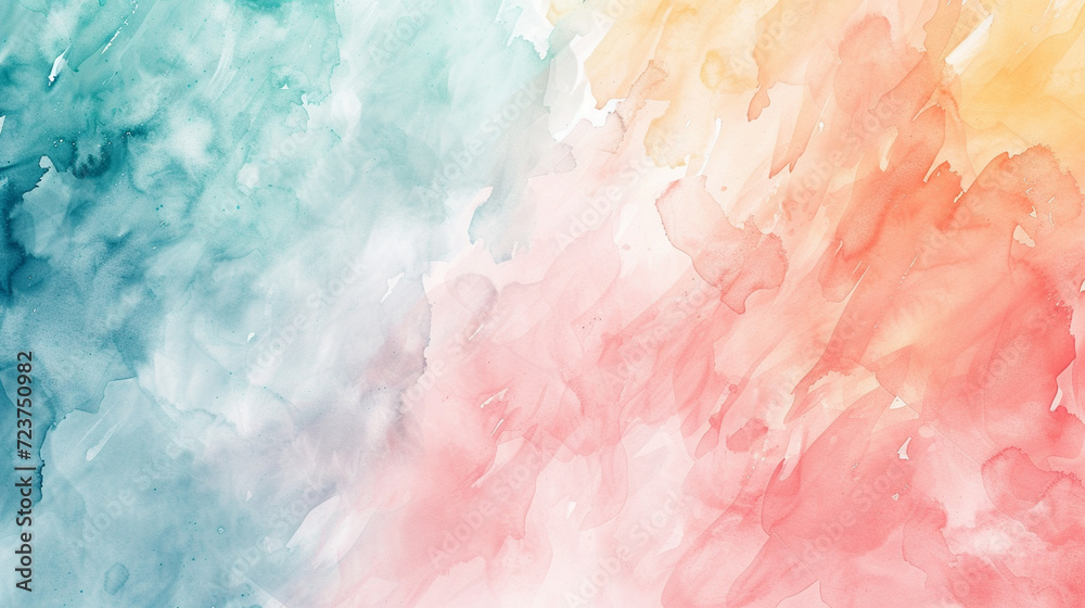 Fototapeta premium An abstract blend of watercolor strokes in pastel hues, creating an artistic and versatile background for a creative website