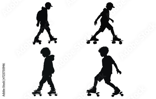 Vector illustration of Roller Skating Boy
